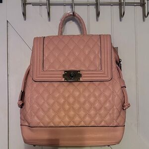 Chic Pink Quilted Backpack